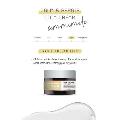 Skin401 Calm Repair Cica Cream - Soothing Face Cream for Sensitive Skin, Redness Relief & Skin Barrier Repair - Vegan & Cruelty-Free, 50ml Skin401 Cica Cream: Soothe & Repair Sensitive Skin | Vegan Cica cream, skin repair cream, soothing face cream, vegan skincare, sensitive skin cream, Centella Asiatica cream, skin barrier repair, redness relief cream, facial cream, sensitive skin, irritated skin, skin barrier, vegan, cruelty-free, hydration, redness, Chamomile Extract, Ceramide NP, Niacinamide, Sodium Hya