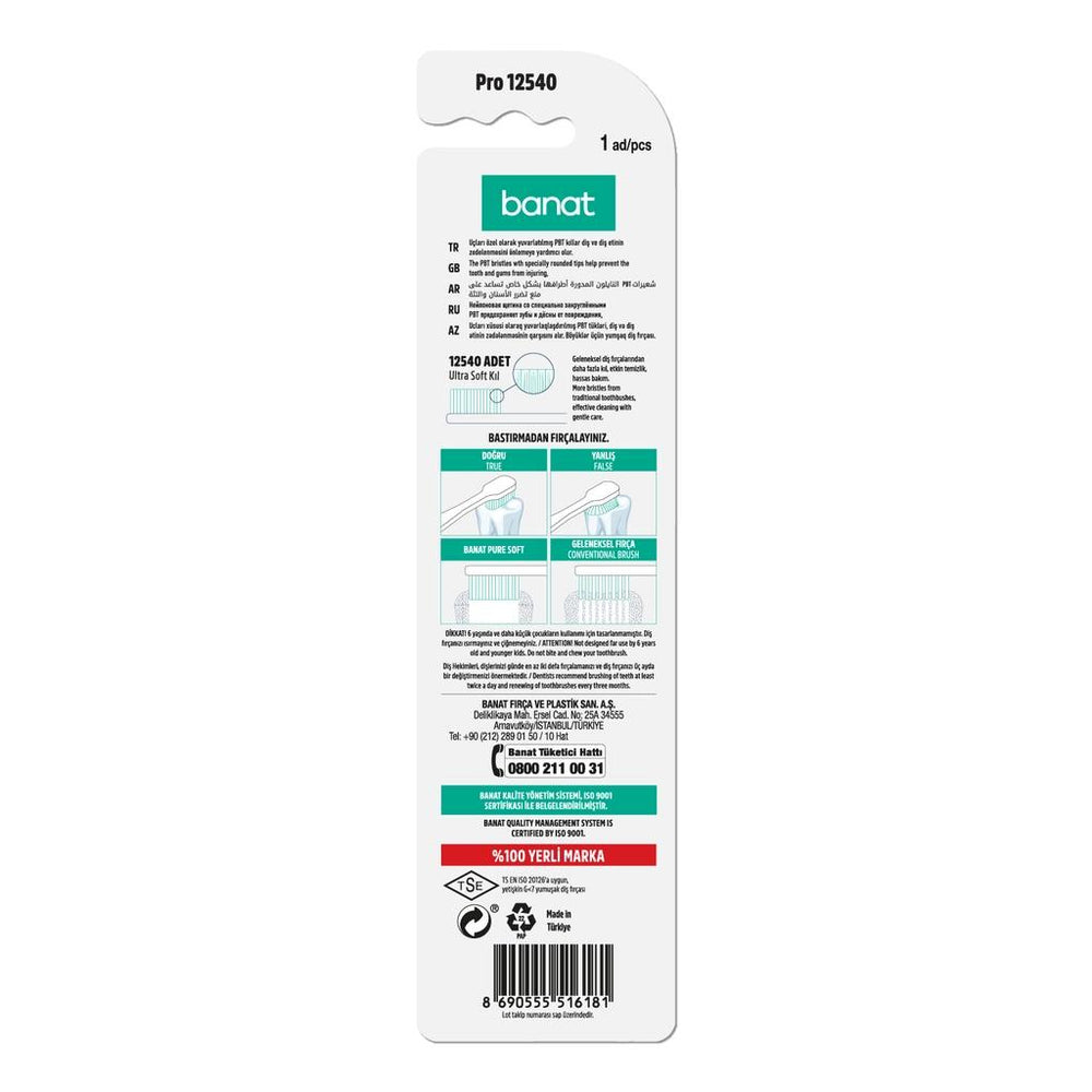 Banat Pro 12540 Soft Toothbrush for Gentle Cleaning
