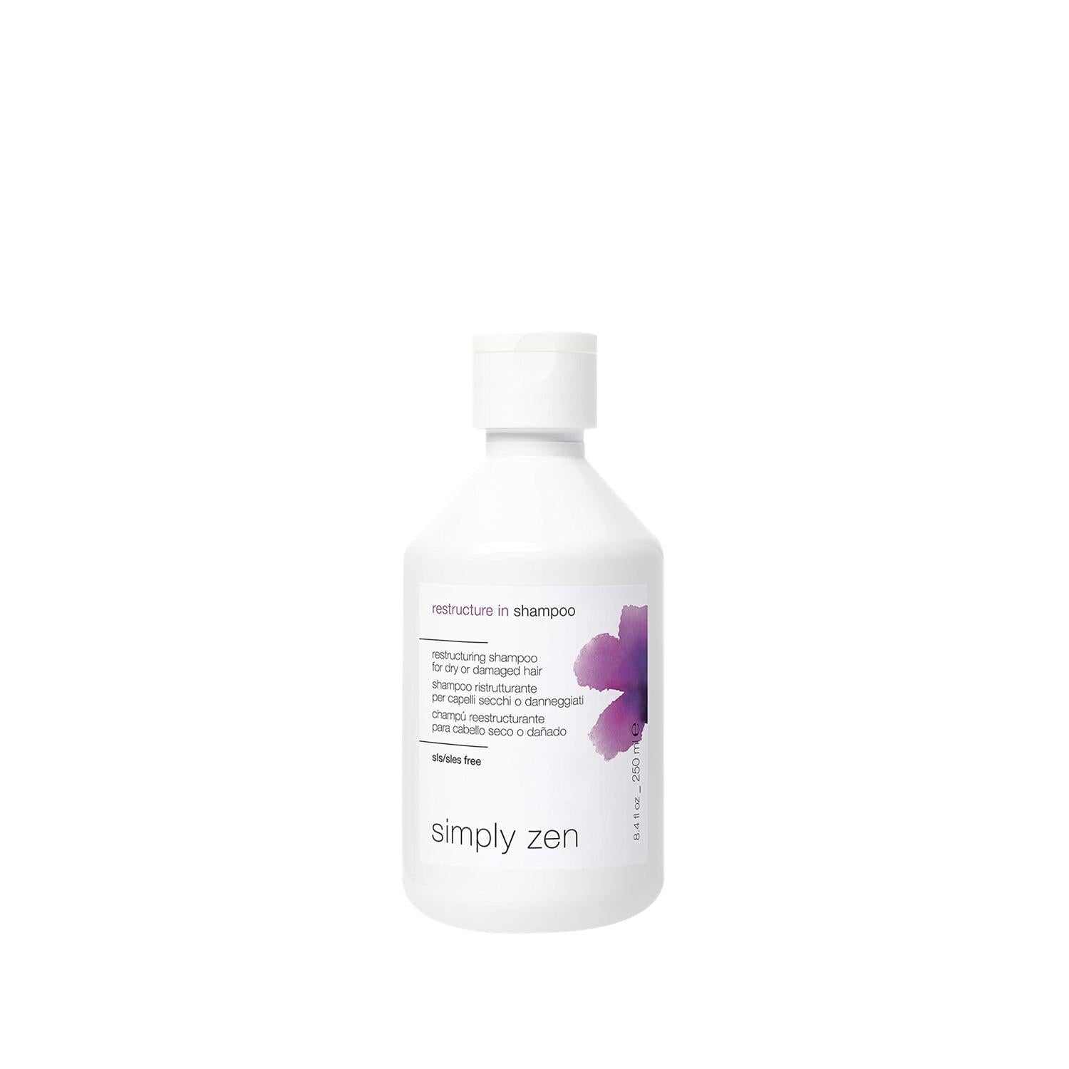 Simply Zen Restructuring Shampoo 250ml - Repair Damaged Hair, Soft & Manageable Simply Zen Restructuring Shampoo 250ml - Repair & Condition restructuring shampoo, hair care products, Simply Zen shampoo, conditioning shampoo, 250 ml shampoo, damaged hair repair, hair restructuring, soft hair, manageable hair, hair care routine, post-chemical treatment care