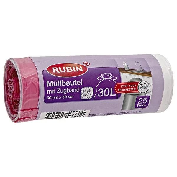 Rubin 30 Liter Trash Bags with Drawstring - 50x60 cm, Pack of 25, Recyclable Polyethylene Rubin 30L Drawstring Trash Bags - Eco-Friendly & Convenient Trash bags with drawstring, Recyclable trash bags, 30 Liter trash bags, 50x60 cm trash bags, Pack of 25 trash bags, Household waste management, Eco-friendly trash bags, Polyethylene trash bags, Kitchen trash bags, Waste disposal solutions