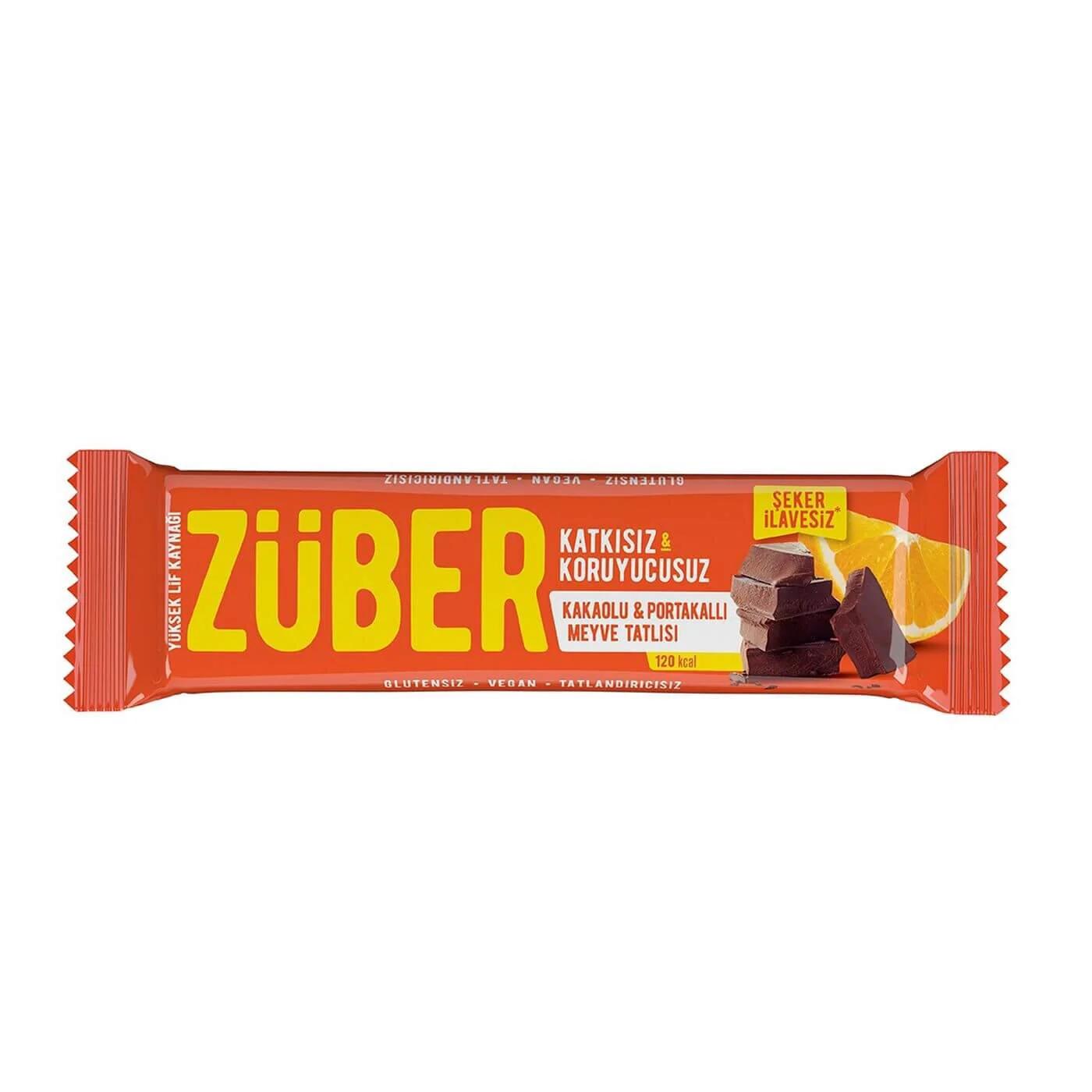 Zuber Cocoa &amp; Orange Fruit Bar Delicious Natural Snack 40g