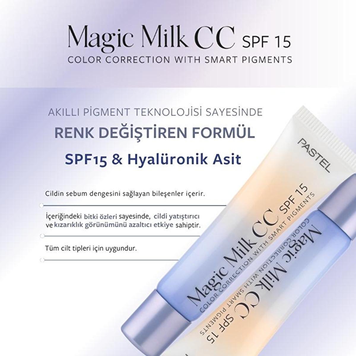 pastel magic milk cc cream spf 15, pastel cc cream swatch, pastel skincare and makeup Pastel Makeup To Skincare Magic Milk CC SPF 15 - Tone Evening CC Cream 50 Light Medium Pastel Magic Milk CC Cream SPF 15 - Light Medium pastel, cc-cream, spf-15, makeup, skincare, tone-evening, hyaluronic-acid, sea-water, beauty-product, ai-generated