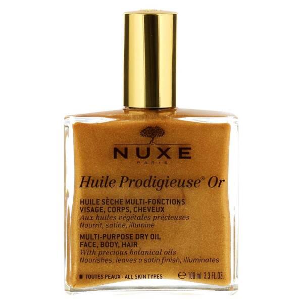 nuxe huile prodigieuse or nourishing gold oil, bottle of nuxe huile prodigieuse or 100 ml Nuxe Huile Prodigieuse OR - Nourishing Gold Oil | 3.38 fl oz Nuxe Huile Prodigieuse OR - Nourishing Gold Oil | 3.38 fl oz nuxe, dry-oil, nourishing-oil, gold-oil, moisturizing, beauty-product, multi-use, face-body-hair, luxury-skin-care, ai-generated