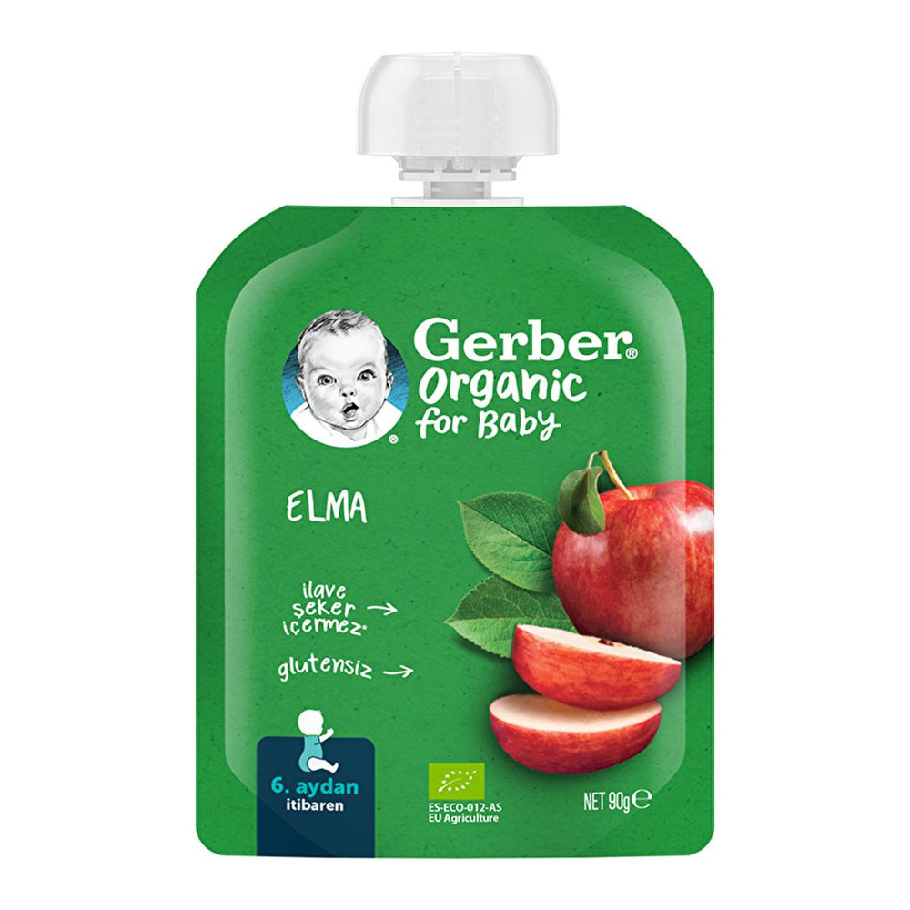 Gerber Organic Apple Puree for Babies - Healthy, Gluten-Free, No Added Sugar, 6+ Months, ECOCERT Certified - Baby Care