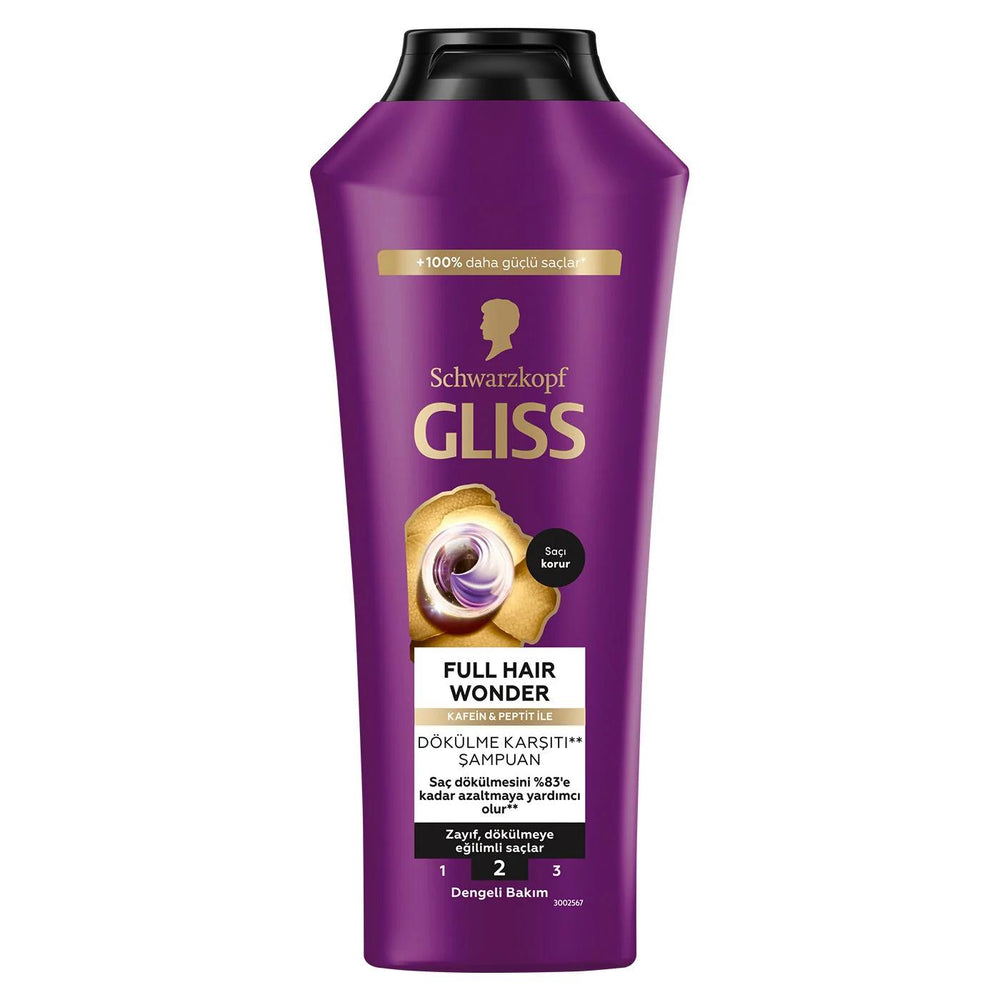 Gliss Full Hair Wonder Anti-Hair Loss Shampoo: Strengthens, Volumizes Thin Hair with Biotin & Collagen - 400ml