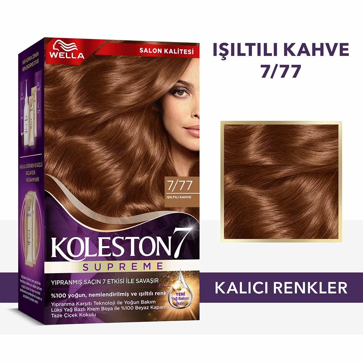 Wella Koleston Supreme Hair Dye 7/77 Işıltılı Kahve - Luxurious Cream Dye for Vibrant Color Wella Koleston Supreme Hair Dye - Luxurious Cream Dye Hair dye, At-home hair coloring, Koleston Supreme, Luxurious cream dye, Long-lasting hair color, Hair care, Vibrant hair color, Hair nourishment, Wella, Salon-quality hair color