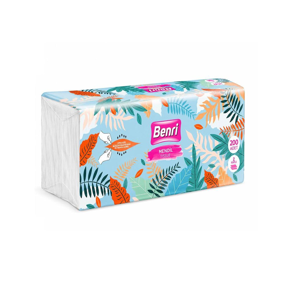 Benri 2-Ply Facial Tissues Soft & Absorbent 200 Count