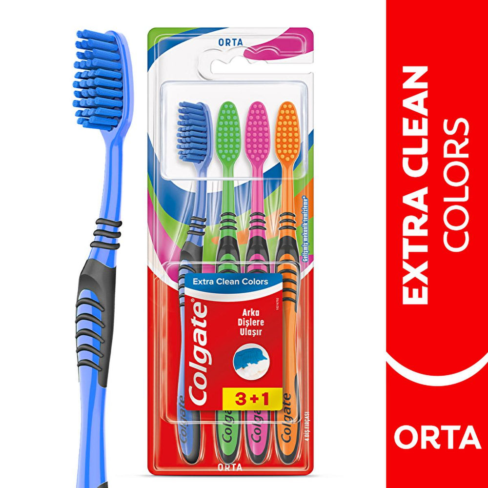 Colgate Manual Toothbrush with Tongue Cleaner - Extra Clean Colors for Effective Oral Hygiene - view 2