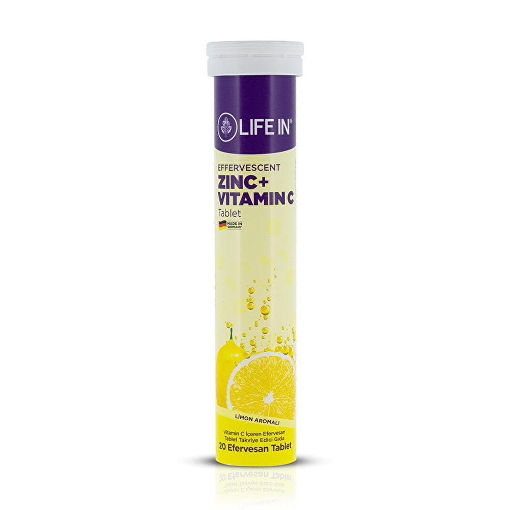 Life In Zinc+ Vitamin C Effervescent Tablets - Boosts Immune System, 20 Count - Vitamin & Supplement