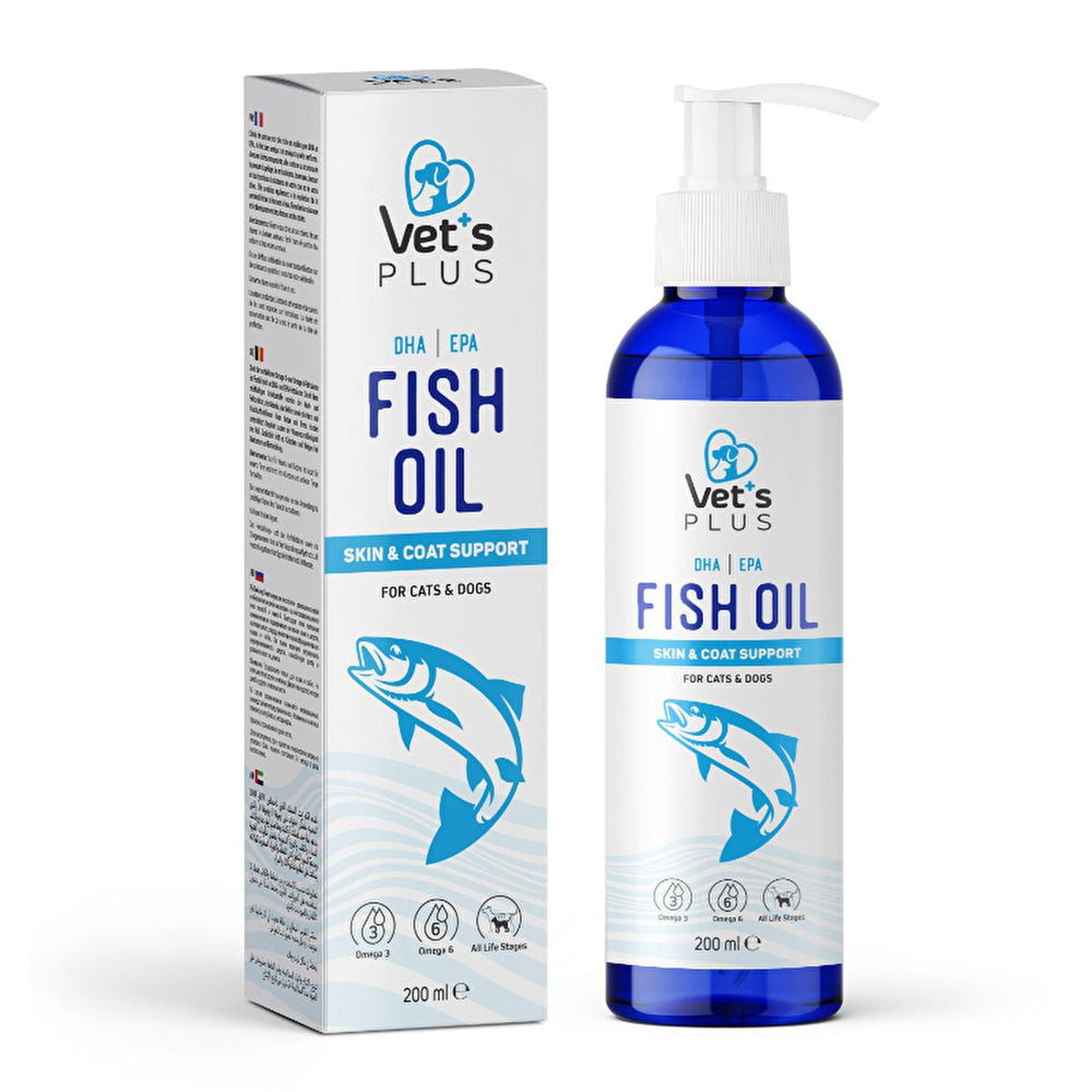 Vet's Plus Pet Supplement Oil - Omega 3 for Cats and Dogs, Fish Oil for Pets, Supports Pet Health and - Vitamin & Supplement