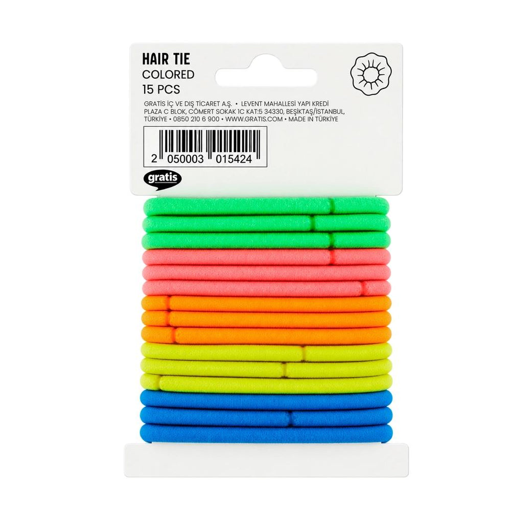 Eklips 15-Piece Fluorescent Colored Elastic Hair Ties