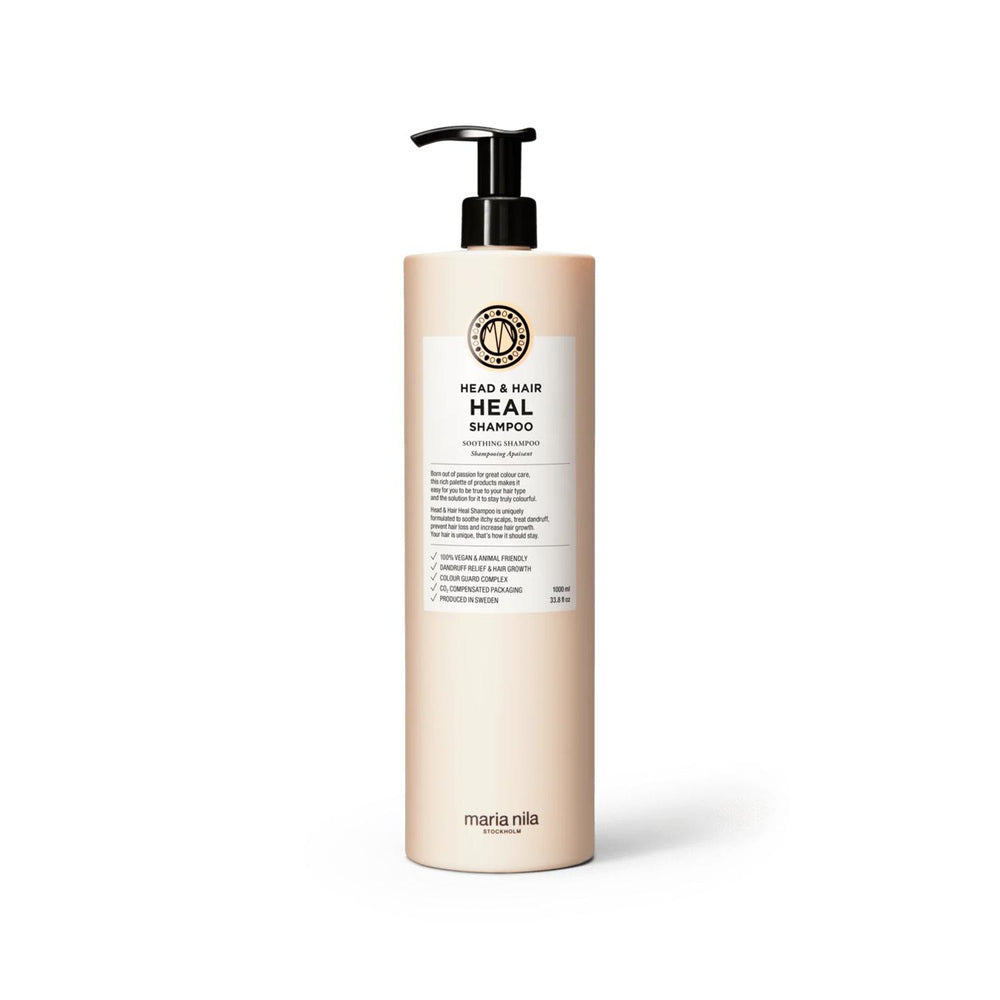 Maria Nila Head & Hair Heal Shampoo - 1000ml Professional Salon Shampoo for Hair Healing & Scalp Treatment Maria Nila Head & Hair Heal Shampoo - Scalp Treatment 1000ml Maria Nila shampoo, Head & Hair Heal shampoo, 1000 ml shampoo, hair healing shampoo, professional shampoo, scalp treatment shampoo, large size shampoo, salon shampoo, hair shampoo, hair care, scalp care, itchy scalp, dry scalp, irritated scalp, healthy hair growth, salon quality, professional hair care, hair cleanser, hair treatment, Maria Ni