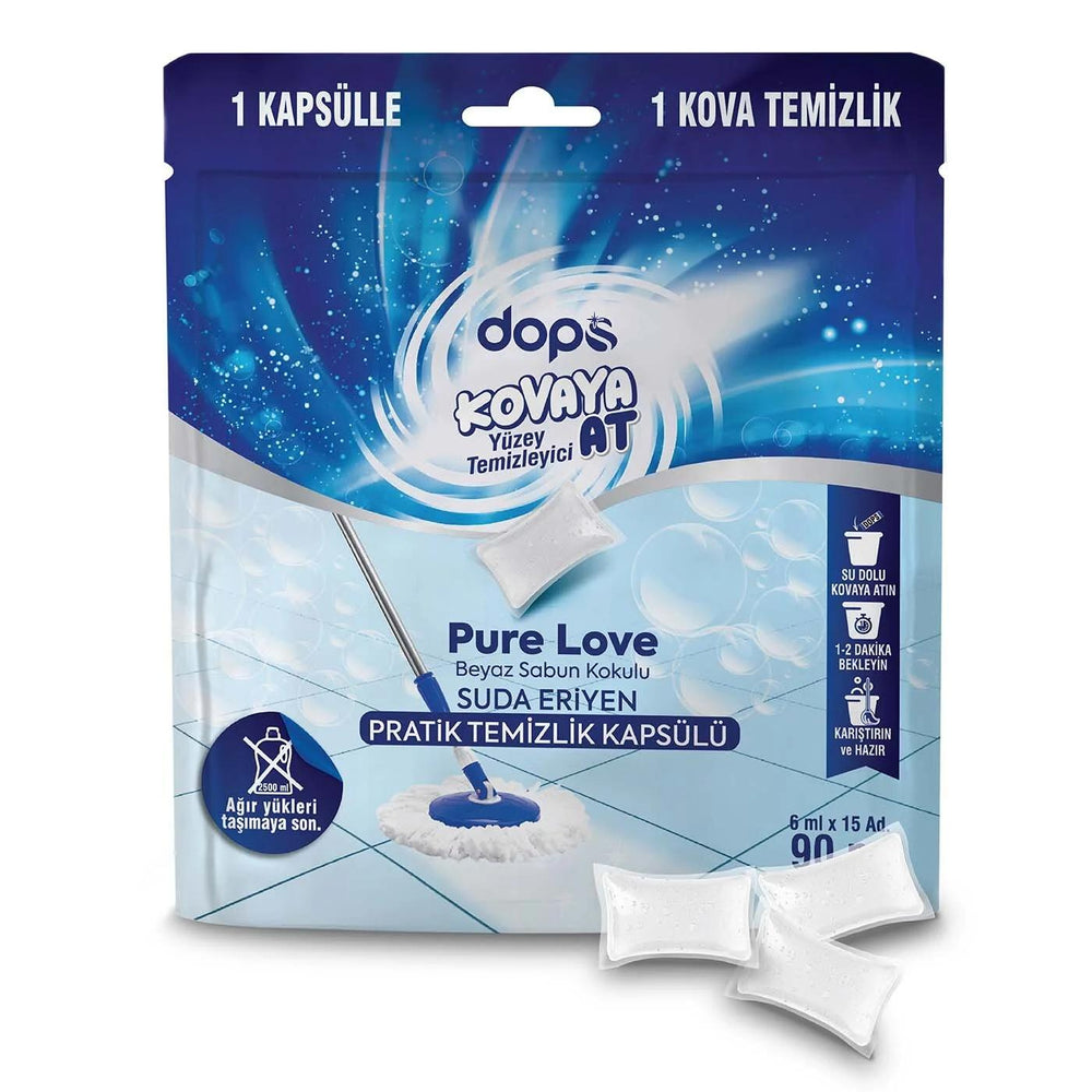 Dops Pure Love Surface Cleaning Capsules White Soap 15 Count