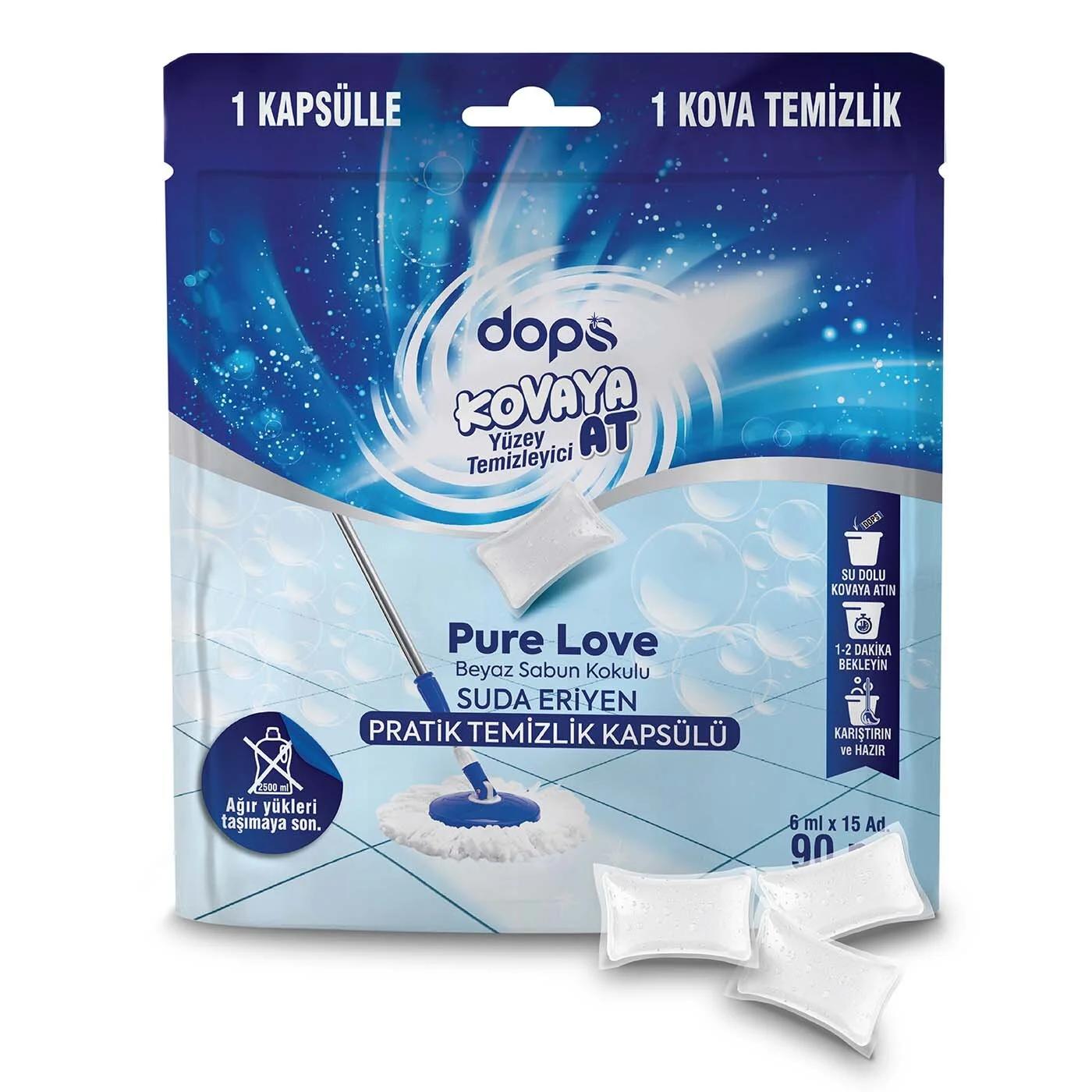 Dops Pure Love Surface Cleaning Capsules White Soap 15 Count