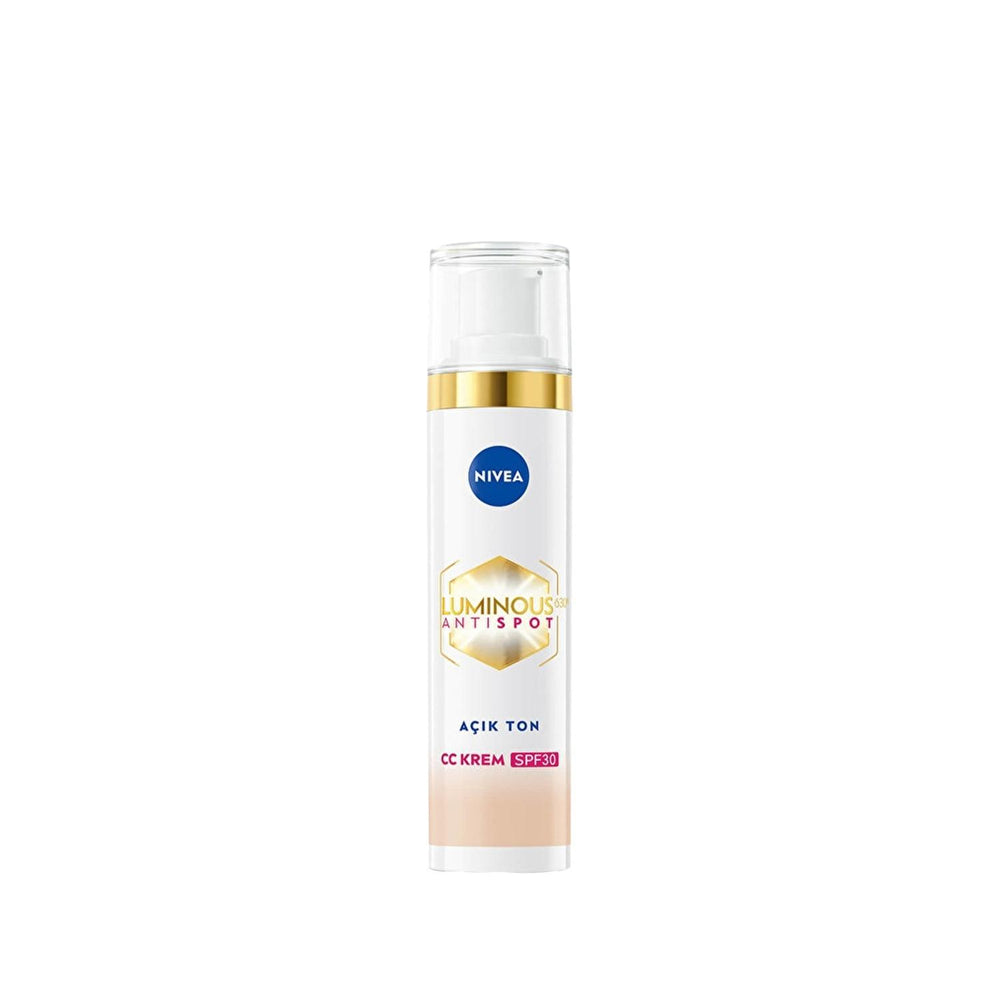 Nivea Luminous630 CC Cream SPF30 - Dark Spot Correction, Even Skin Tone, Light Tone Shade Nivea Luminous630 CC Cream SPF30 - Even Skin Tone & Dark Spot Correction Nivea Luminous630 CC Cream, Dark spot correction cream, SPF30 sun protection, CC Cream for even skin tone, Light Tone shade CC Cream, Hyperpigmentation treatment, Skin tone evening cream, Daily sun protection, Cosmetic coverage, Skincare benefits, Women's skincare, Beauty products, Dermatologically tested, Non-comedogenic, Cruelty-free, Makeup, Sk
