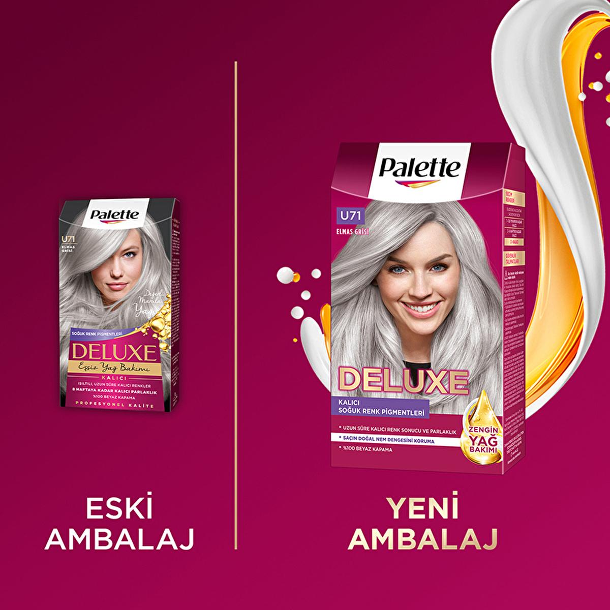 Palette Deluxe U71 Elmas Grisi Hair Dye - Long-Lasting Gray Hair Color with Nourishing Properties Palette Deluxe U71 Elmas Grisi Hair Dye - Long Lasting Hair dye, Long-lasting hair color, Gray hair dye, U71 Elmas Grisi hair color, Hair coloring product, Nourishing hair dye, Palette Deluxe, Hair care, Gray hair color, Vibrant hair color