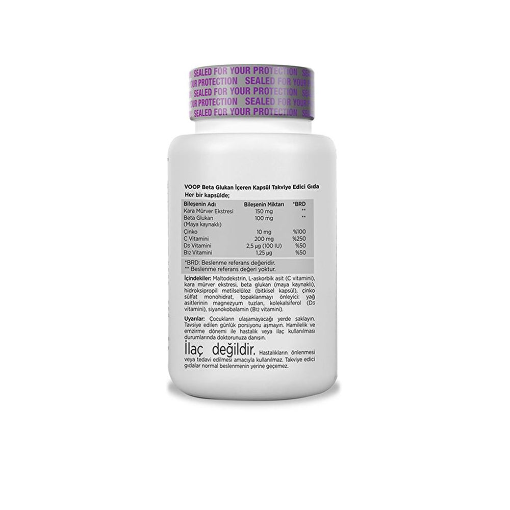Voop Beta Glucan Dietary Supplement Capsules 30 Count
