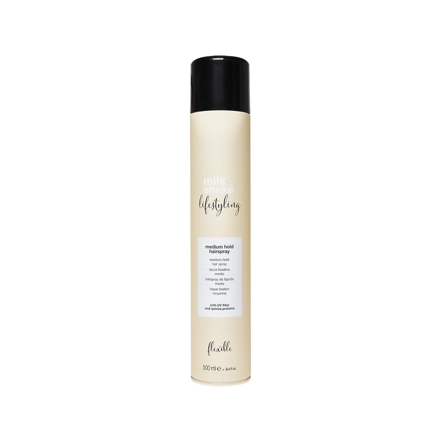 milk_shake Lifestyling Medium Hold Hair Spray 500ml - Styling Flexibility & Value milk_shake Medium Hold Hair Spray 500ml milk_shake hair spray, medium hold hair spray, 500ml hair spray, Lifestyling hair products, hair styling products, hair care, styling flexibility, value for money, versatile hair products