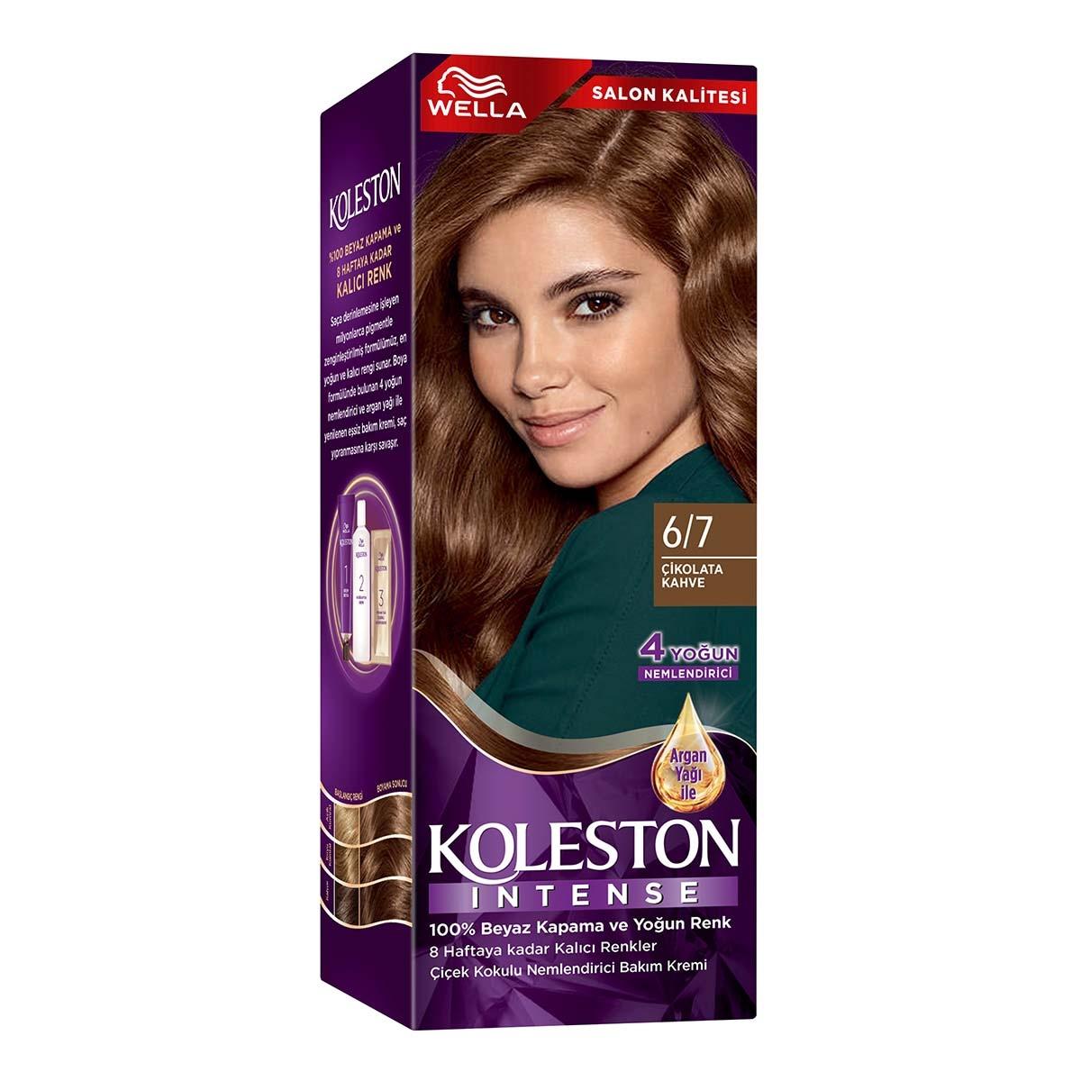 Wella Koleston Hair Color 6/7 Chocolate Brown, Hair dye kit contents including gloves and instructions Wella Koleston Intense Hair Color 6/7 - Chocolate Brown for Adults and Teens | 2.5 fl. oz. Wella Koleston Chocolate Brown Hair Color 6/7 wella, hair-color, permanent-hair-dye, chocolate-brown, 100-percent-gray-coverage, argan-oil, nourishing-treatment, beauty, ai-generated, adults-teens