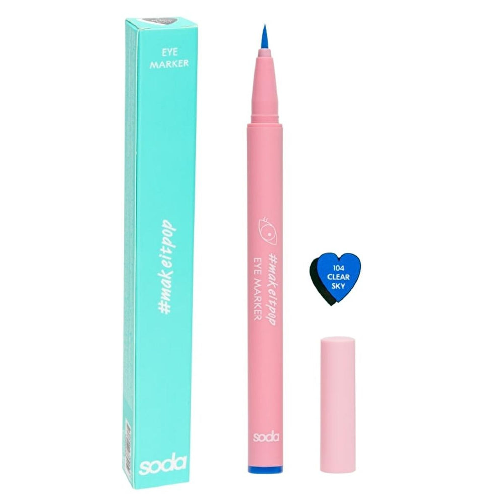 Soda Eye Marker Eyeliner 104 Clear Sky - Precise, Long-Lasting, Waterproof Eyeliner for Vibrant Eye Look - Eyeliner