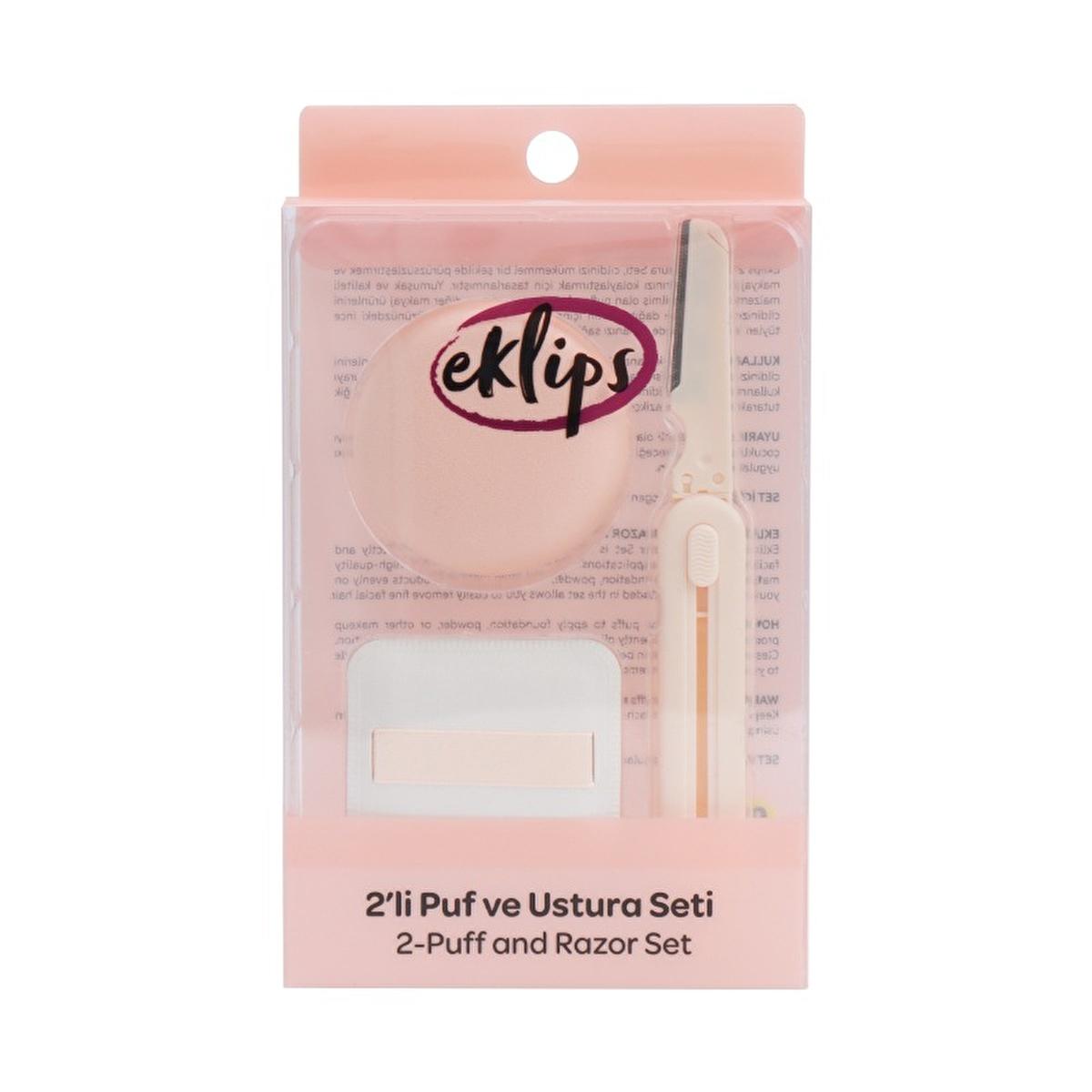 Eklips Makeup and Grooming Set - 2 Piece Puff and Razor Set for Flawless Makeup and Precise Grooming Eklips Makeup & Grooming Set - Simplify Your Beauty Routine makeup set, grooming set, makeup puffs, facial razor, beauty tools, beauty essentials, makeup application, eyebrow grooming, facial hair maintenance, convenience beauty, practical beauty solutions, beauty routine, makeup and grooming, cosmetics, personal care