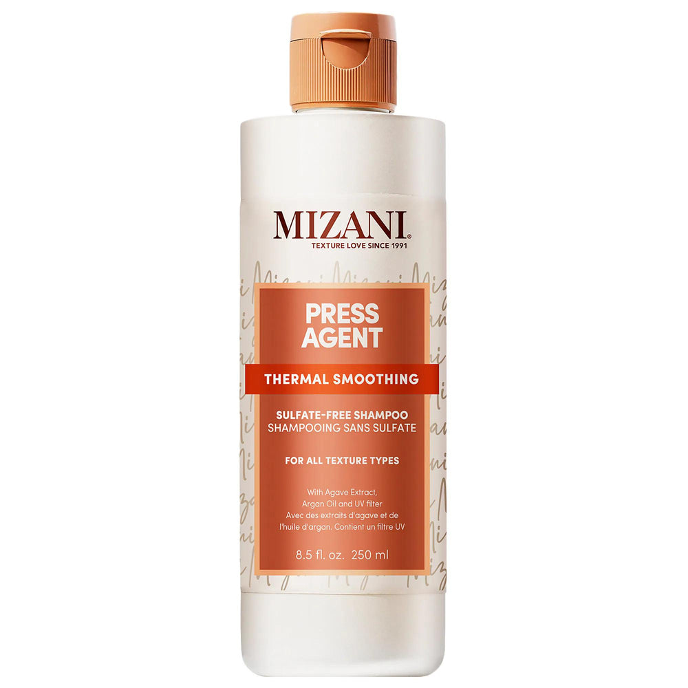 Press Agent Smoothing Sulfate-Free Shampoo for Thermal Styling and Detangling - Gentle, Moisturizing, and Protective Hair Care Sulfate-Free Shampoo for Smoother Hair - Press Agent Sulfate-Free Shampoo, Thermal Smoothing Shampoo, Hair Detangling Shampoo, Moisturizing Shampoo for Dry Hair, Smoothing Shampoo for Blowout, Gentle Hair Care, Sulfate-Free Hair Products, Hair Smoothing, Frizz Reduction, Heat Protection, Agave Extract, Argan Oil, UV Filter, Hair Care for Sensitive Scalps