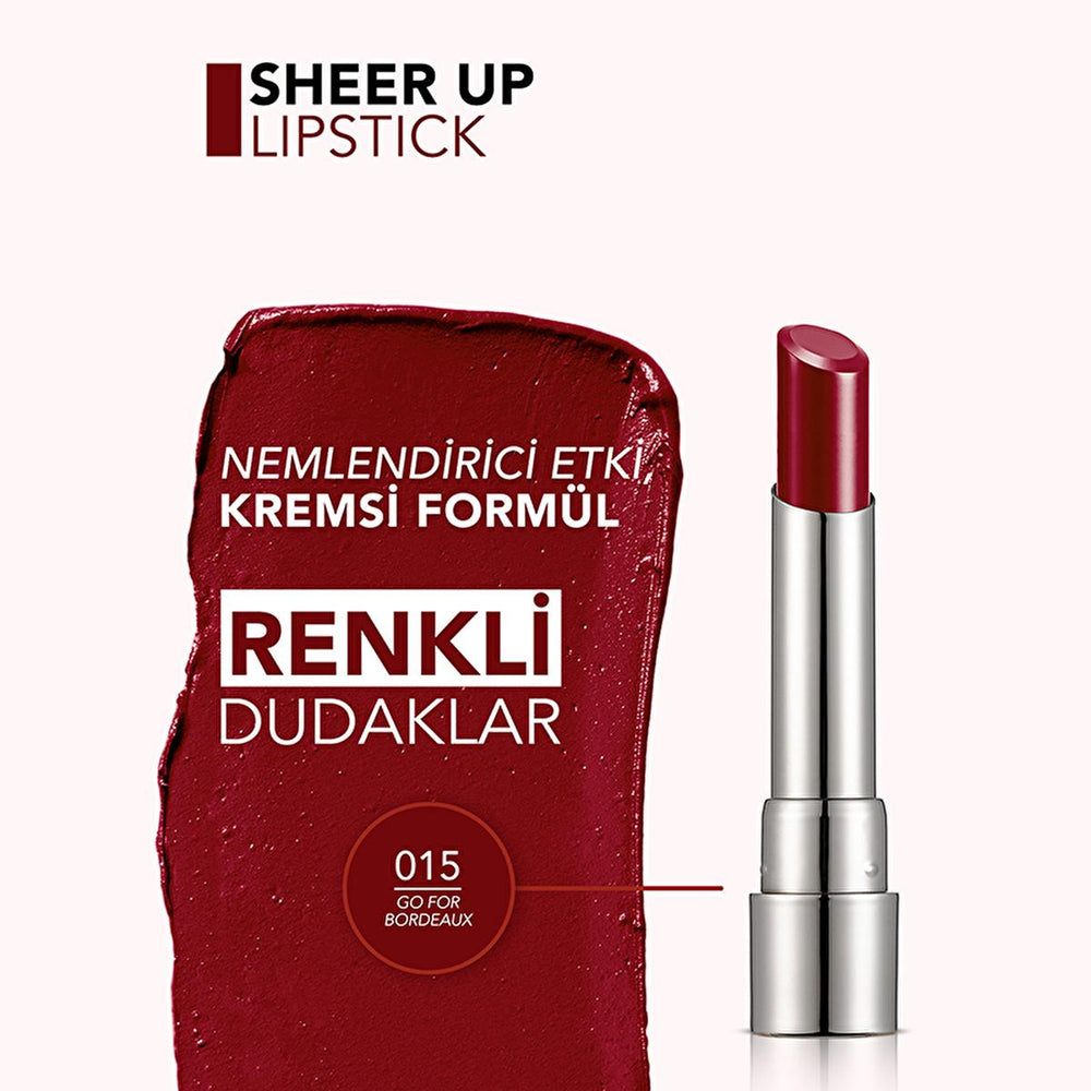 Flormar Sheer Up: Hydrating & Semi-Transparent Lipstick for Natural, Glossy Lips | Moisturizing, Lightweight Formula in Go For Bordeaux Flormar Sheer Up Lipstick: Hydrating, Natural Color sheer lipstick, moisturizing lipstick, natural lipstick, glossy lipstick, semi-transparent lipstick, hydrating lip color, Flormar lipstick, best sheer lipstick, natural look lipstick, lipstick, moisturizing, hydrating, glossy finish, natural color, semi-transparent, lightweight, creamy, medium coverage, natural oils, lip c