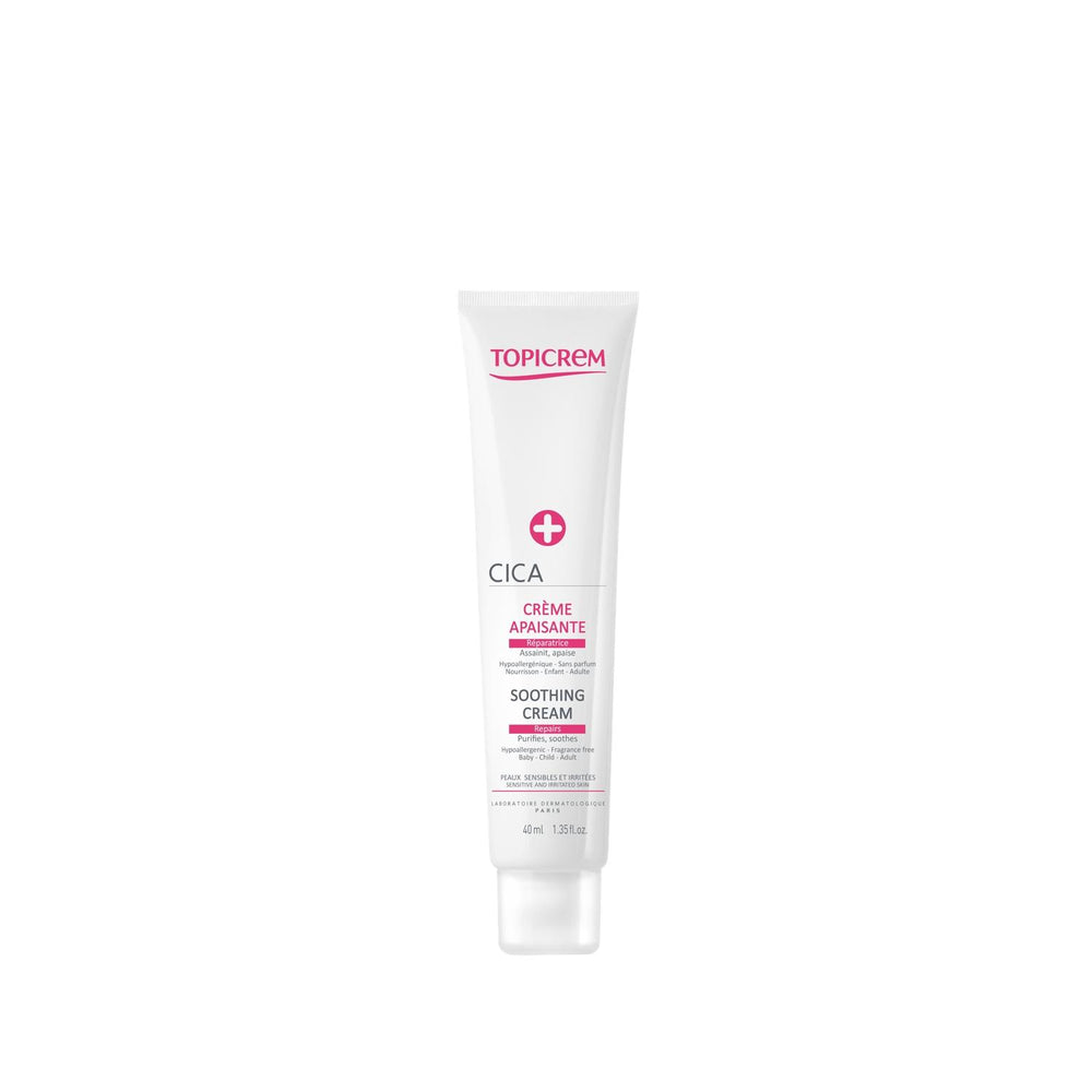 Topicrem Soothing Cream for Irritated Skin - Cica Repairing Cream, 1.35 fl oz Topicrem Cica Soothing Cream for Irritated Skin Soothing cream for irritated skin, Cica cream, Sensitive skin care, Skin repair cream, Topicrem Cica Soothing Cream, gentle skincare, non-irritating products, skincare for sensitive skin, soothing relief, skin hydration, skin repair, sensitive skin solutions, skincare essentials