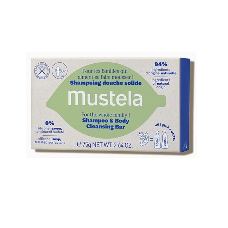 mustela shampoo and body cleanser bar 75g, gentle family cleanser from mustela, biodegradable shampoo and body bar Mustela Shampoo & Body Cleanser Bar - Gentle Family Formula | 75g Mustela Shampoo & Body Cleanser Bar - 75g mustela, shampoo, body-cleanser, gentle-formula, for-families, biodegradable, natural-ingredients, unscented, ai-generated, organic