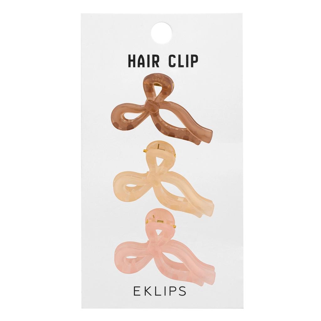 Eklips Pastel Frosted Ribbon Hair Clips 3-Pack for Styling