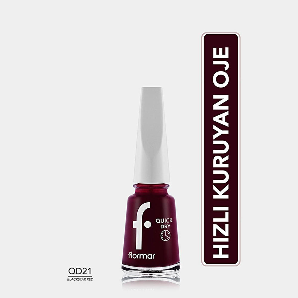 Flormar Quick Dry Nail Polish - Blackstar Red, Long Lasting & Highly Pigmented - view 3