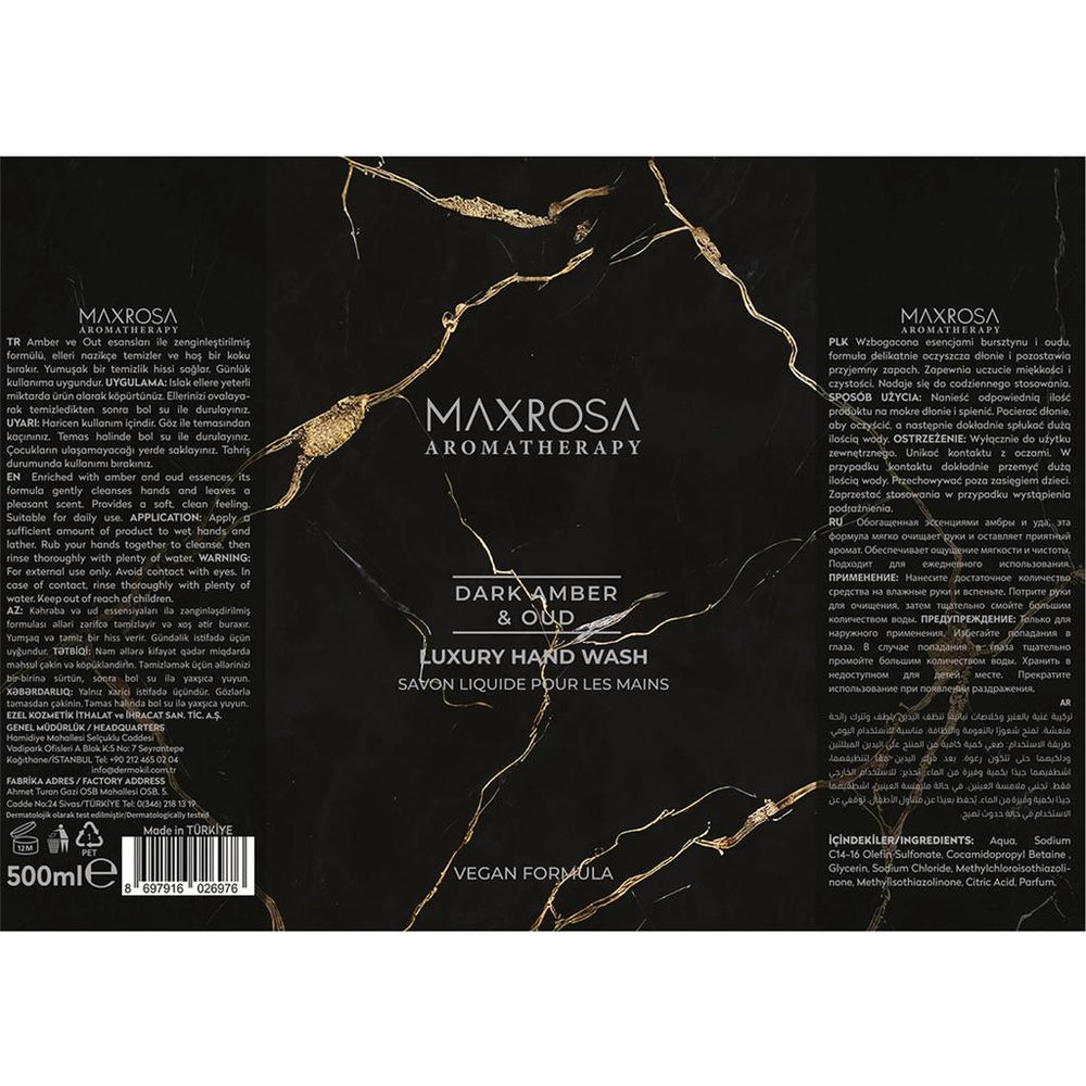 Maxrosa Liquid Soap Dark Amber & Oud Moisturizing Hand Wash 500 ml