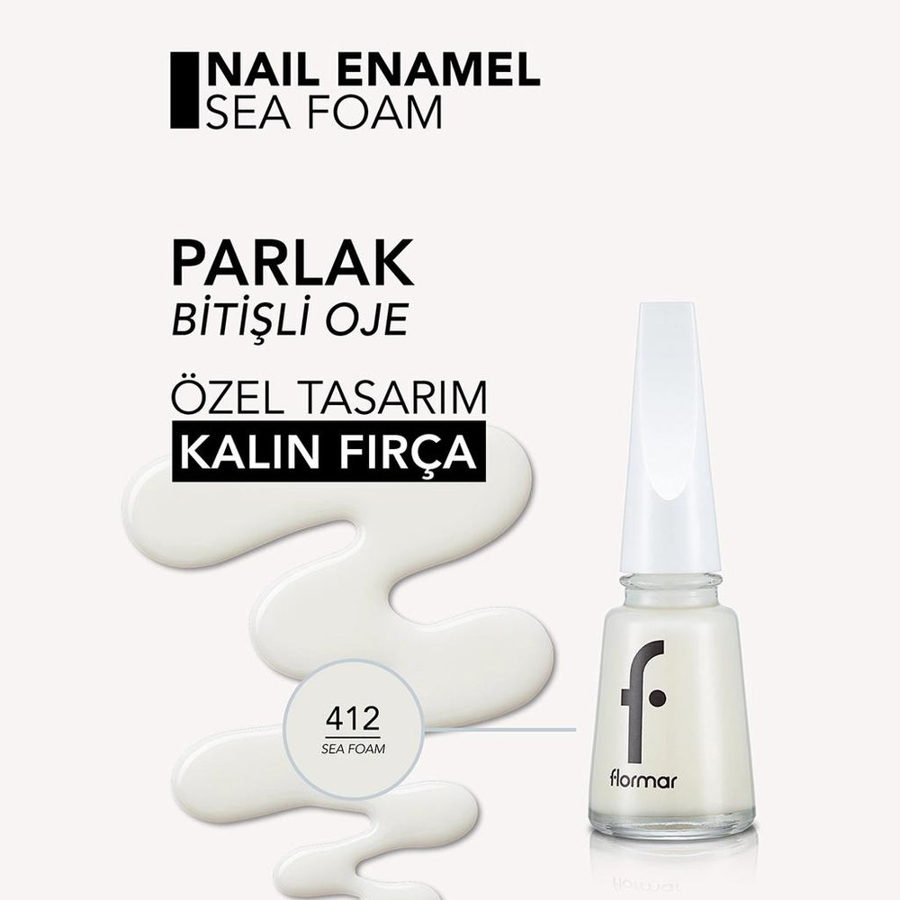 Flormar Nail Enamel Highly Pigmented Polish 412 Sea Foam