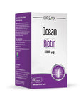 Ocean Biotin 5000 mcg Dietary Supplement for Hair, Skin Health - 60 Capsules Ocean Biotin 5000 mcg - Boost Energy & Hair Health Biotin supplement, Vitamin B7, Dietary supplement, Hair health, Skin health, Energy metabolism support, Health and wellness, Dietary support, Nutritional supplement, Ocean Biotin