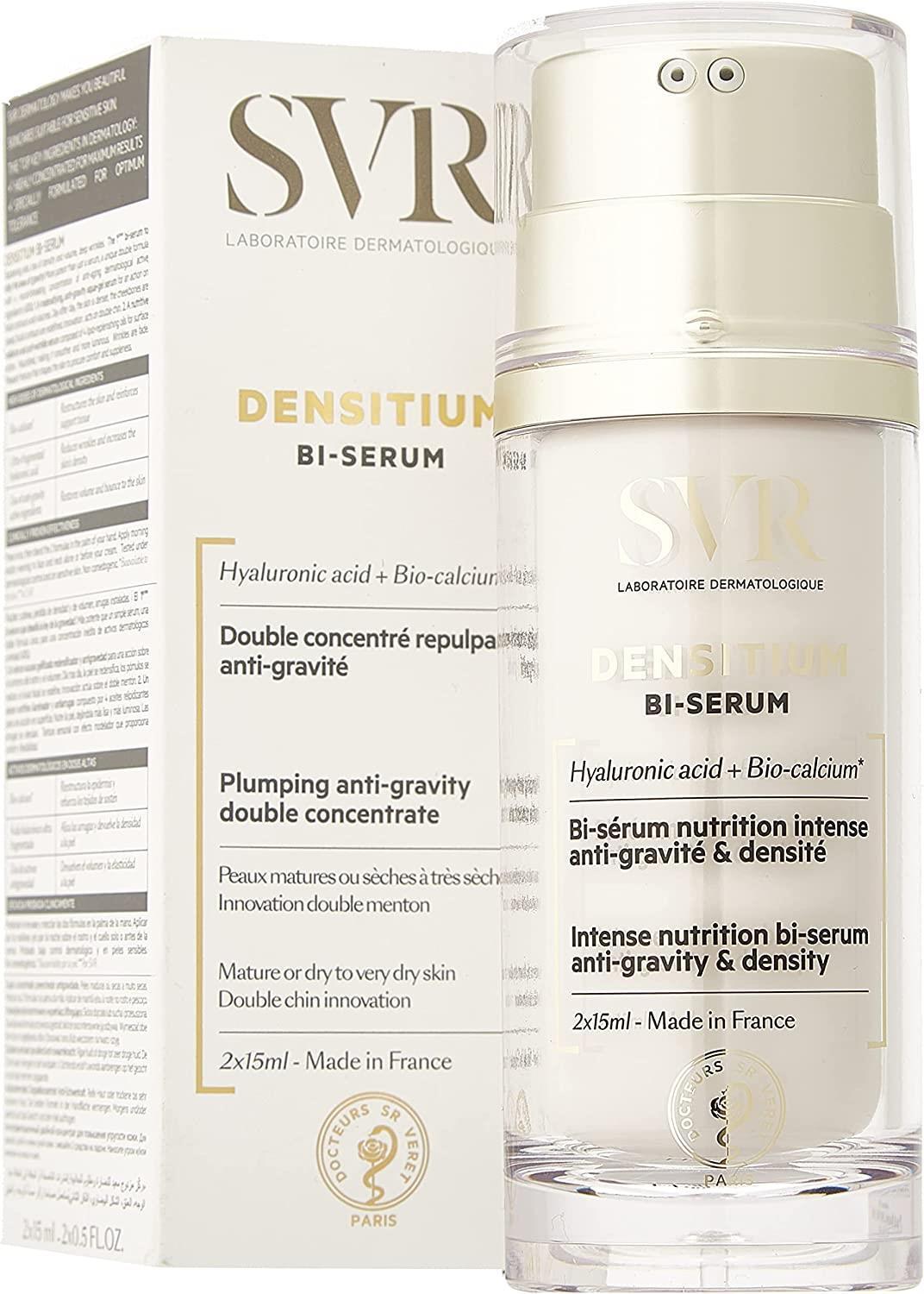 svr densitium bi-serum 30 ml packaging, application of svr densitium bi-serum on skin SVR Densitium Bi-Serum - Dual Action Anti-Aging | 30 ml SVR Densitium Bi-Serum 30 ml - Dual Action Anti-Aging Formula svr, densitium, bi-serum, anti-aging, hydration, mature-skin, skincare, facial-serum, glow-enhancer, ai-generated