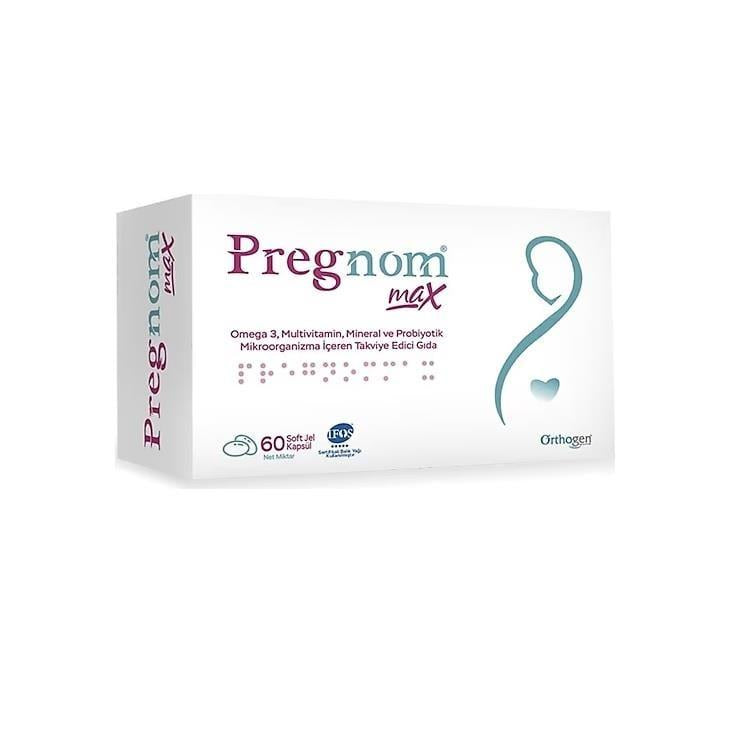 Pregnom Max 60 - Multivitamin, Omega-3, and Probiotic Supplement for Overall Wellness - Soft-Jel Capsules Pregnom Max 60 - Omega-3 & Probiotic Supplement Pregnom Max 60, Soft-Jel Capsule, Multivitamin Supplement, Omega-3 Supplement, Probiotic Supplement, Dietary Supplement, Nutritional Support, Heart Health, Brain Function, Gut Health, Overall Wellness