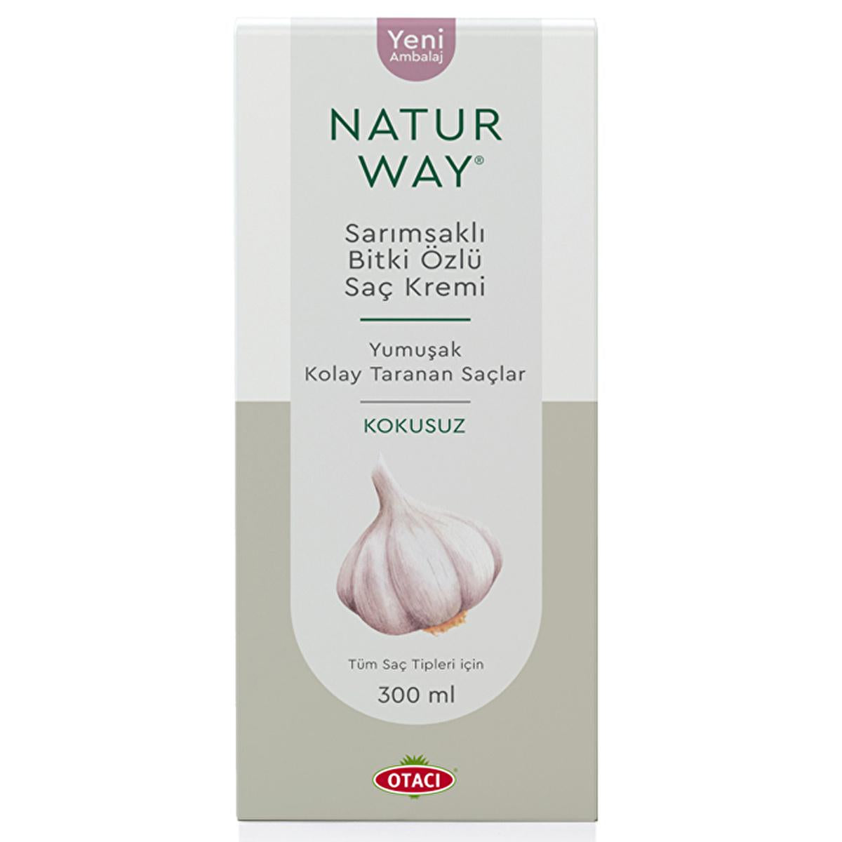 Otacı Naturway Garlic Hair Cream - Nourishing, Soft & Manageable Hair Care for All Types Otacı Naturway Garlic Hair Cream for Soft Hair garlic hair cream, natural hair care, soft and manageable hair, hair nourishment product, plant-based hair treatment, hair repair, moisturizing hair cream, odorless hair care, daily hair care, all hair types, hair growth, healthy hair, nourishing hair cream