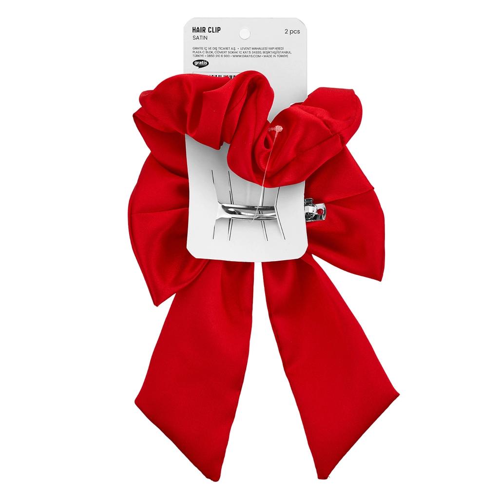 Eklips Red Satin Hair Scrunchies for Gentle Hold 2-Pack