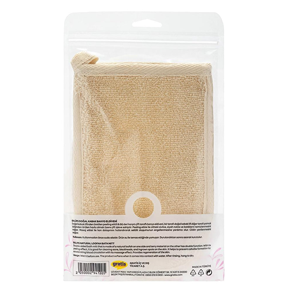 Eklips Natural Loofah Bath Mitt for Gentle Exfoliation