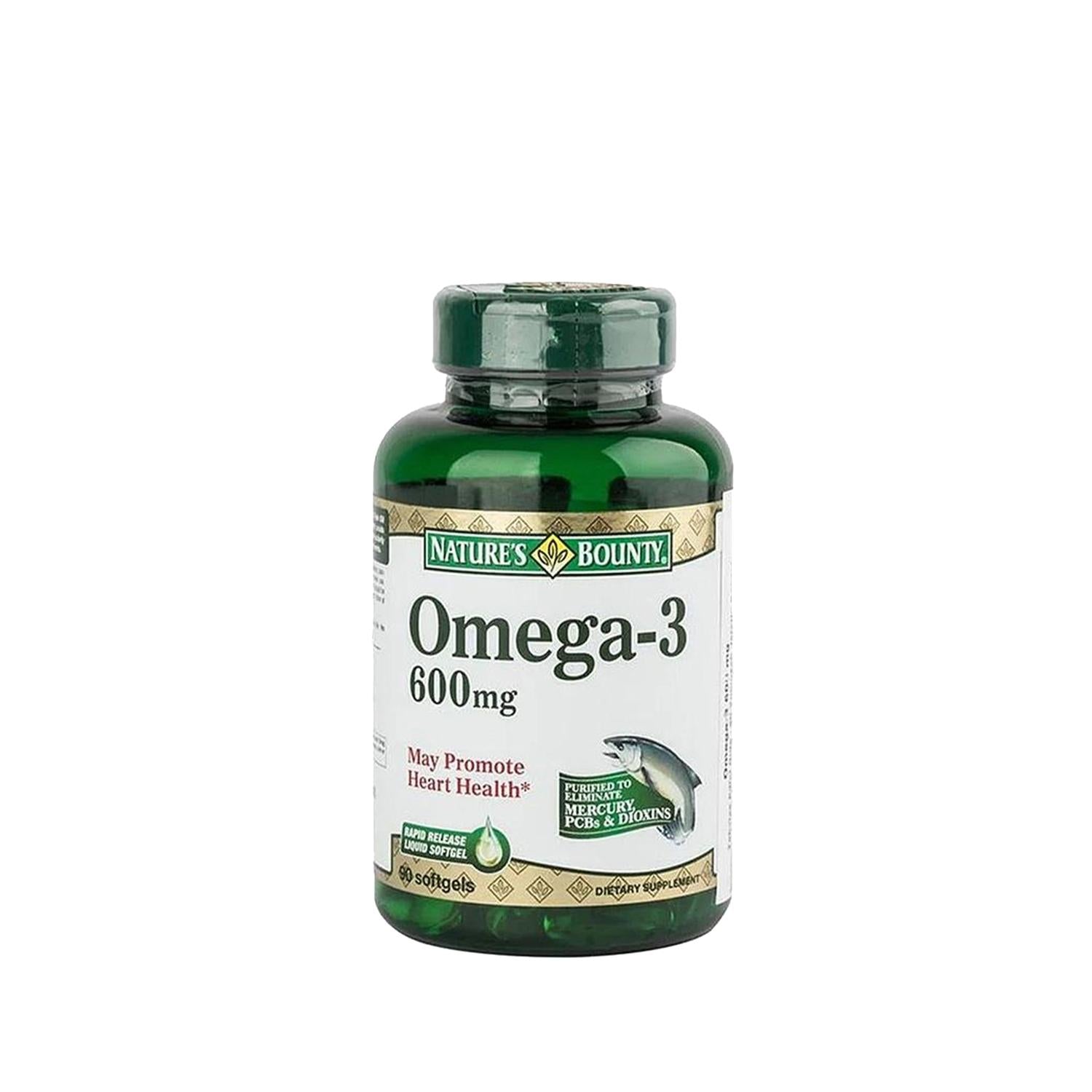 Nature's Bounty Omega-3 600 mg 90 Softgels - Heart Health Support Supplement Nature's Bounty Omega-3 600 mg - Heart Health Supplement Omega-3 supplement, Nature's Bounty Omega-3, 600 mg Omega-3, 90 softgels, heart health support, dietary supplement, cardiovascular health, brain function support, softgel, health and wellness, dietary support, cognitive function, Nature's Bounty, premium supplement, cardiovascular support
