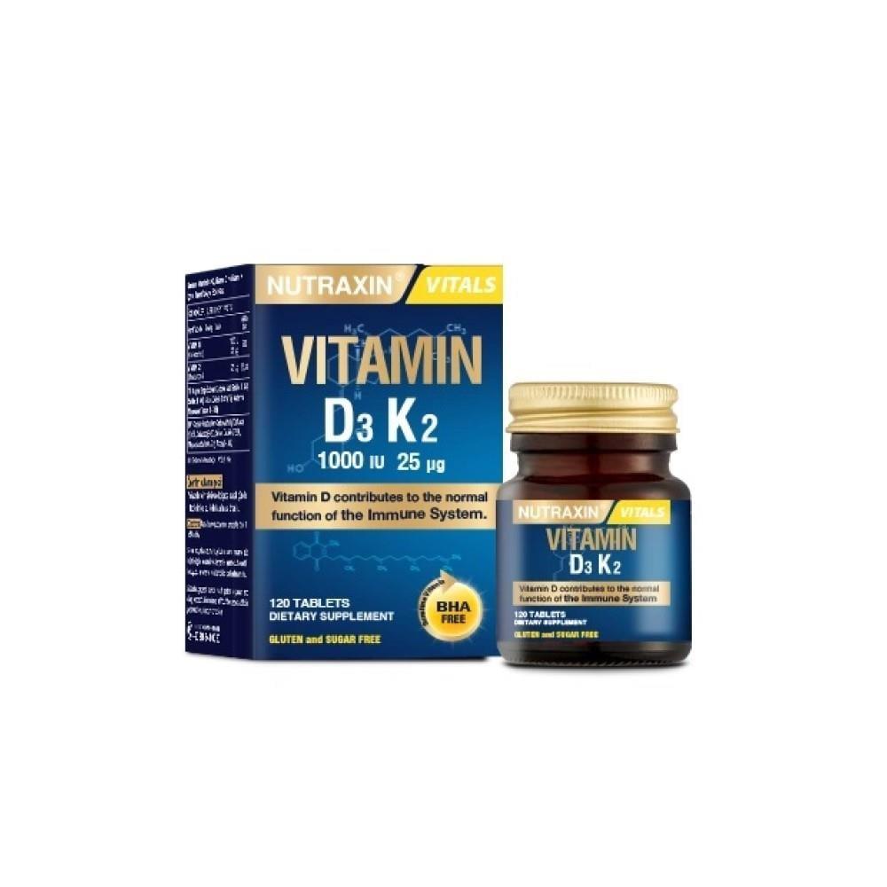 Nutraxin D3 K2 Vitamin Supplement: 120 Tablets for Bone Health, Immune Support - Vitamin D3 1000 IU &amp; K2 25 mcg - Boost Calcium Absorption - image 3
