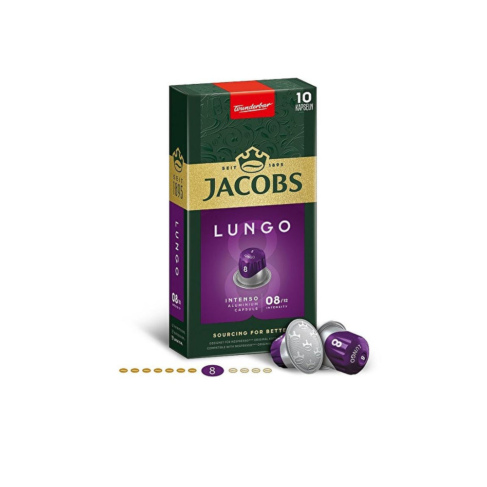 Jacobs Jacobs Lungo 8 Intenso Coffee Capsules - Nespresso Compatible, Intense Coffee, 8 Capsules - Vitamin & Supplement