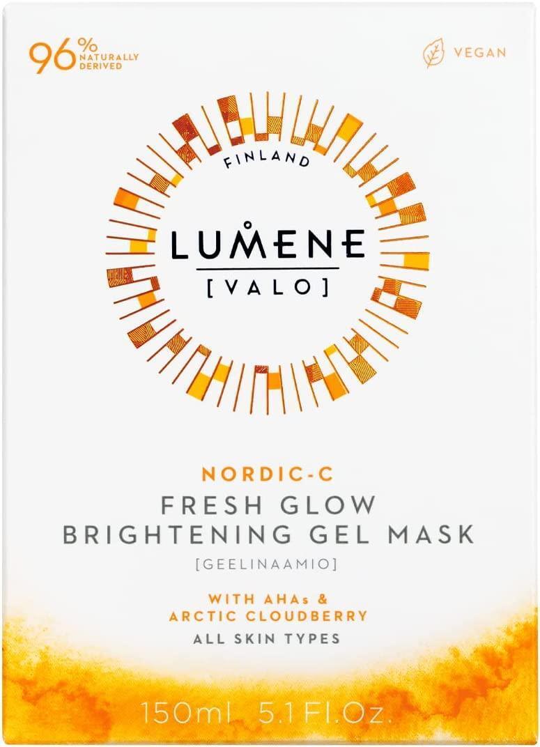 lumene fresh glow brightening gel mask 150 ml, lumene gel mask packaging, application of lumene gel mask Lumene Fresh Glow Brightening Gel Mask - Illuminate Your Skin | 150 ml Lumene Fresh Glow Brightening Gel Mask - 150 ml lumene, brightening-gel-mask, skincare, vegan-skincare, skin-brightening, all-skin-types, arctic-fruit-extract, aha-acids, gel-mask, ai-generated