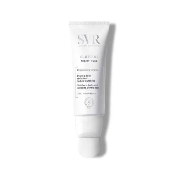 svr clairial night peel 50ml packaging, applying svr clairial night peel, results of svr clairial night peel SVR Clairial Night Peel - Brightening Treatment | 50ml SVR Clairial Night Peel 50ml - Brighten Your Skin svr, night-peel, skincare, uneven-skin-tone, brightening, exfoliation, facial-treatment, beauty-products, overnight-skin-care, ai-generated