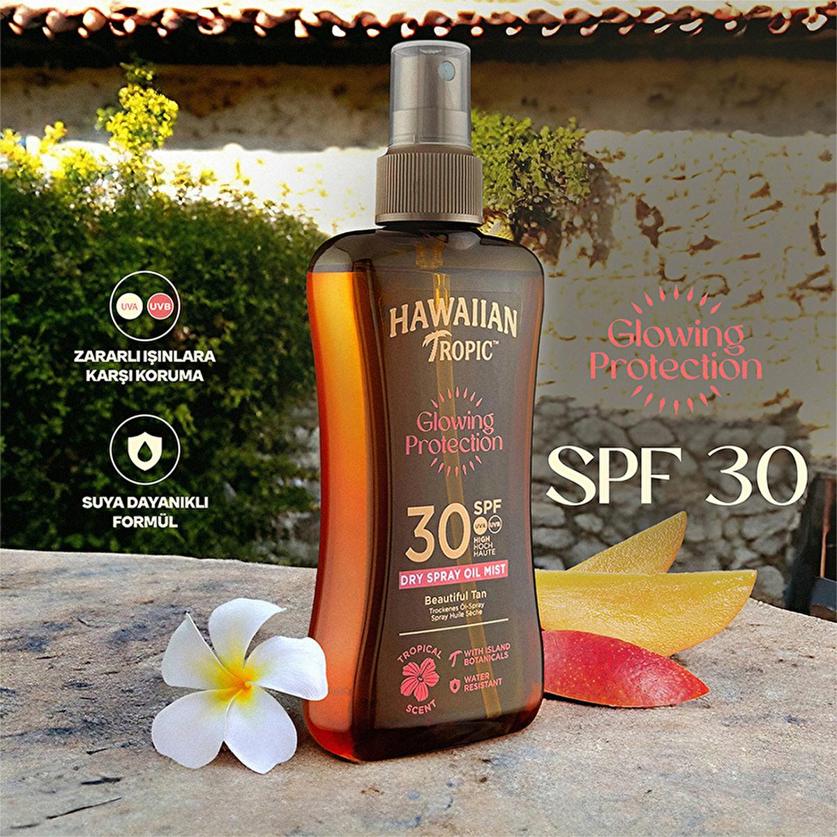 Hawaiian Tropic SPF 30 Dry Spray Sunscreen Oil: Glowing Protection, Vegan, Tropical Scent - UVA/UVB Broad Spectrum - 6.76 fl oz Hawaiian Tropic SPF 30 Dry Oil: Vegan Sunscreen - Tropical Scent Hawaiian Tropic sunscreen, SPF 30 dry oil, tanning oil with SPF, vegan sunscreen, reef safe sunscreen, tropical scented sunscreen, sunscreen with coconut oil, water resistant sunscreen, broad spectrum spf 30, bronzing sunscreen spray, sunscreen, sun protection, tropical scent, coconut oil, aloe vera, UVA protection, U