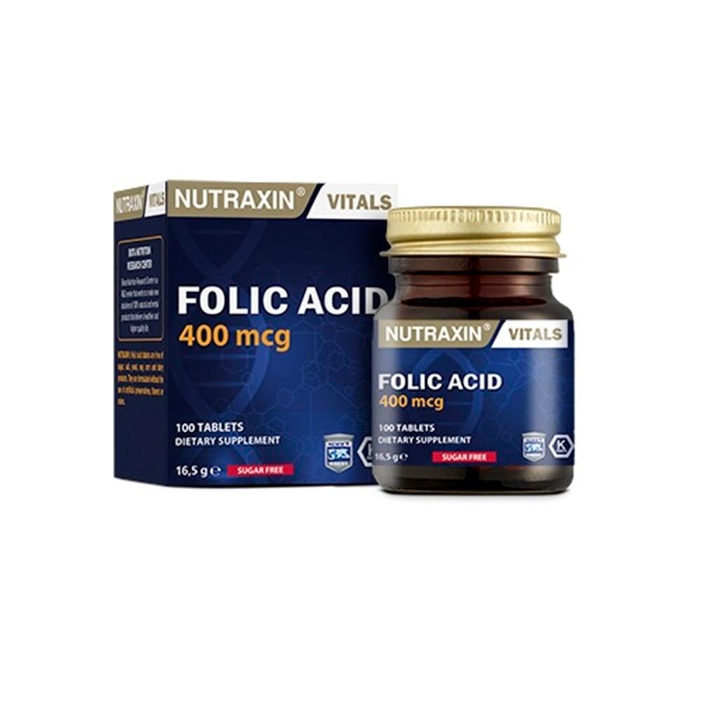Nutraxin Folic Acid 400 mcg Supplement for Pregnancy Support - 100 Tablets Nutraxin Folic Acid 400 mcg - Prenatal Support Folic Acid Supplement, Folate Vitamin B9, Prenatal Supplement, Nutraxin Folic Acid 400 mcg, Dietary Supplement for Pregnant Women, Pregnancy Support, Fetal Development, Maternal Health, Prenatal Care, Health Supplements, Vitamin B9 Supplement