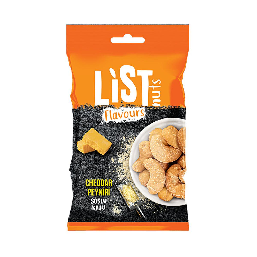 List Nuts Flavours - Cheddar Cheese Flavored Cashew Nuts, 30g - Savory Snack with Unique Flavor - Food & Candy