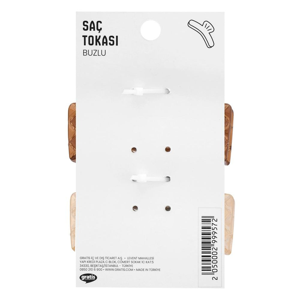 Eklips Frosted Rectangular Hair Clips Beige & Brown 2-Pack