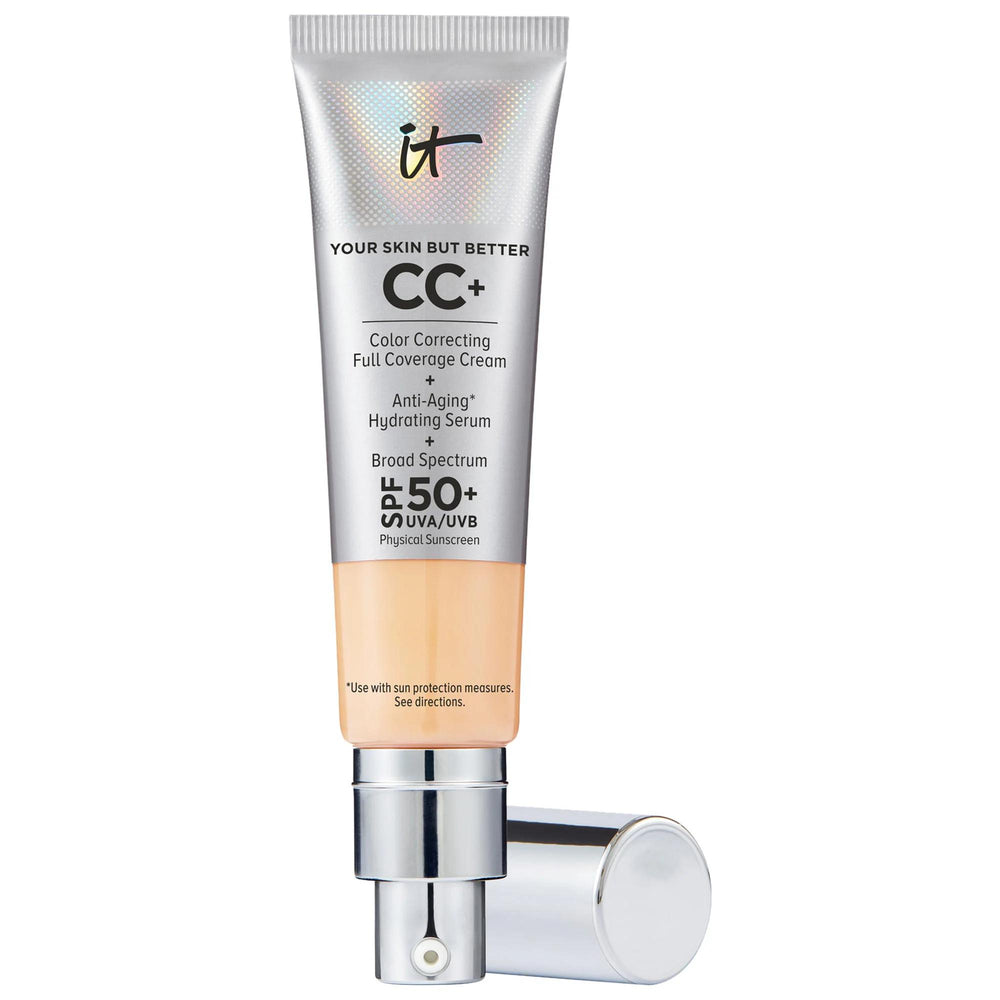 IT Cosmetics CC+ Cream: Full Coverage Foundation, SPF 50+ Sunscreen, Anti-Aging & Color Correcting - Hydrating, Flawless Finish IT Cosmetics CC Cream: Full Coverage Foundation & SPF 50+ CC Cream, Full Coverage Foundation, SPF 50 Foundation, Anti-Aging Foundation, Color Correcting Cream, Hydrating Foundation, Foundation for acne scars, Foundation for redness, Foundation for uneven skin tone, Makeup with Sunscreen, full coverage makeup, makeup, foundation, sunscreen, anti-aging, color correcting, hydrating, a