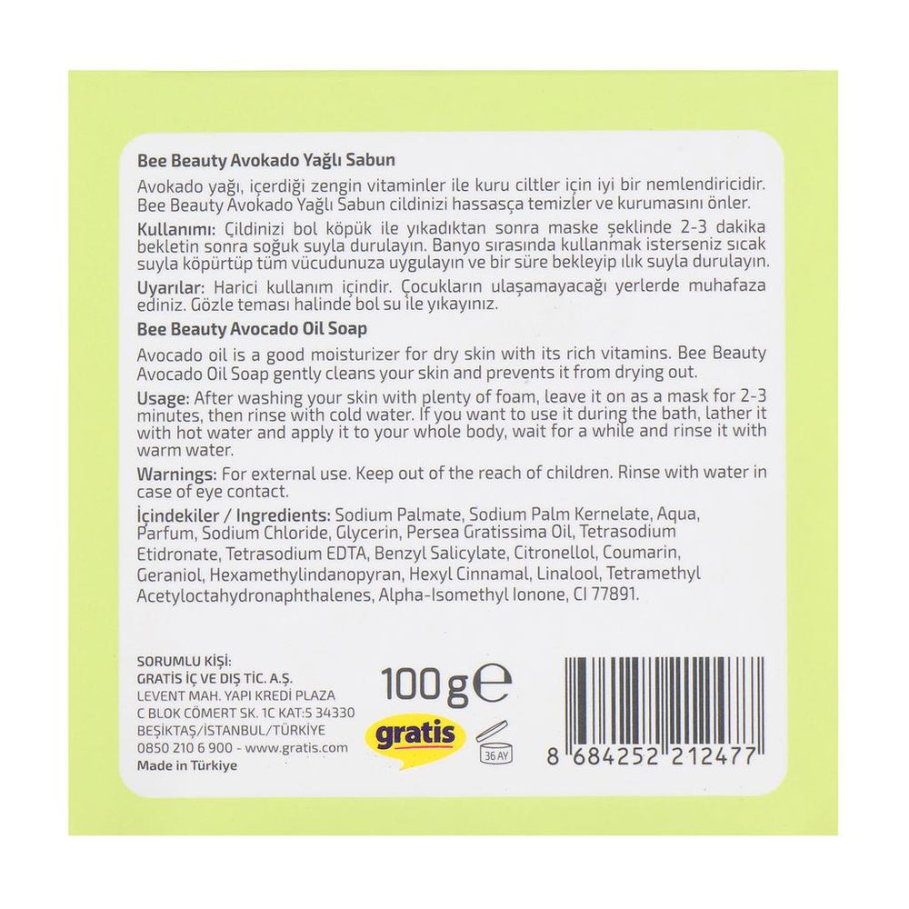 Bee Beauty Avocado Oil Bar Soap for Hydrated Skin 100g